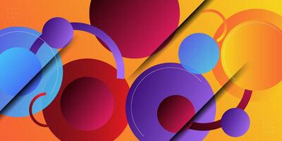 Abstract geometric 3D background with orange color design background. Colorful circle pattern elements. Eps10 vector