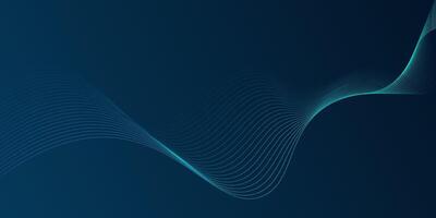 Dark blue abstract background. Futuristic technology line background with wavy light effect. vector
