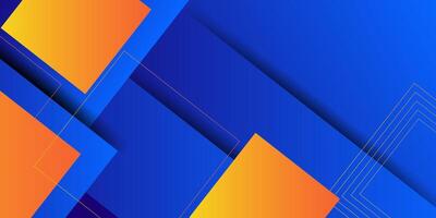 Abstract geometric background in bright blue with orange gradient color combination. Simple square pattern color lines on the background. Eps10 vector