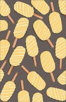 Yellow fruit Ice cream pattern on black and grey with shadow vector