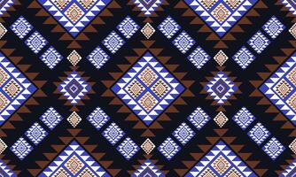 pattern geometric designs with brown,orange and blue on dark blue background , design for fabric or various pattern printing works. vector