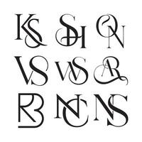 Elegant Monogram Letter Combination Set with Modern Typography Design. vector