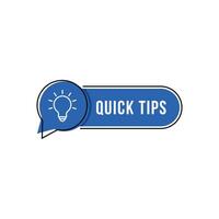 blue speech bubble with quick tips text. flat minimal trend modern faqs logotype graphic art design isolated on white background. vector
