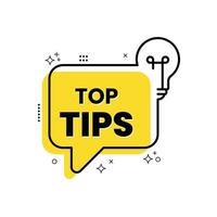 Top tips geometric message bubble with light bulb emblem. Banner design for business and advertising. illustration. vector