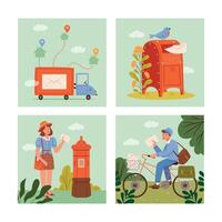 Mail Delivery Illustrations Set vector