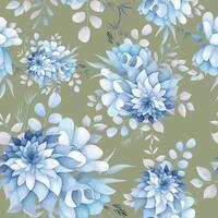 beautiful floral hand drawn seamless pattern with green background vector