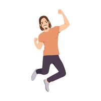 Happy successful businessman jump. vector