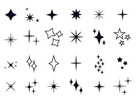Graphic design elements set includes sparks and stars vector
