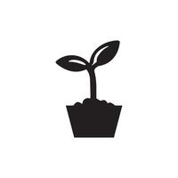 A small plant with two leaves icon silhouette on white background vector