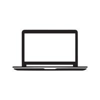 A laptop computer icon silhouette on white background vector