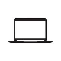 An open laptop computer icon silhouette on white background vector