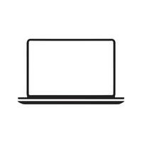 An open laptop icon silhouette on white background vector