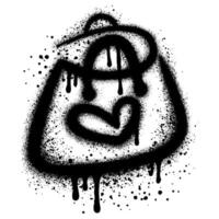 heart symbol graffiti drawn on bag isolated on white background. vector