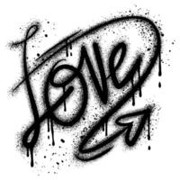 Graffiti love word Sprayed isolated on white background with arrow symbol vector