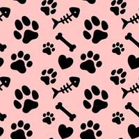 Pet paw seamless pattern background. vector
