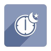 Islamic symbol flat icon isolated on white background, islamic clock icon ramadan vector
