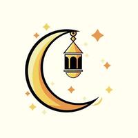 hanging moon and lantern icon vector