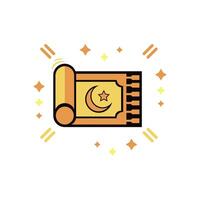 gold prayer mat icon with star decoration vector