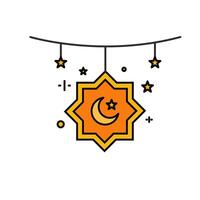 mandala icon with moon and stars inside hanging vector