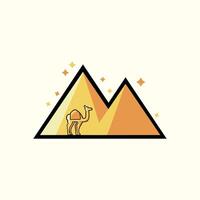 camel icon with mountain background vector