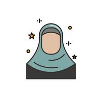 hijab woman icon in islam vector