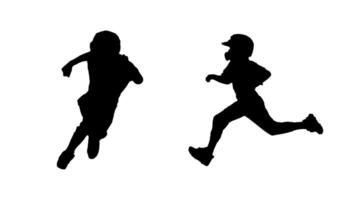 silhouette of a small child baseball player running vector