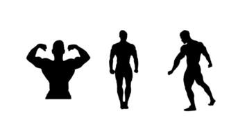 silhouette of a bodybuilder showing off his muscles vector