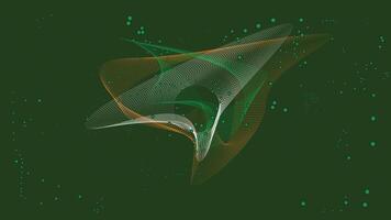 Abstract background of particle waves with dark green color vector