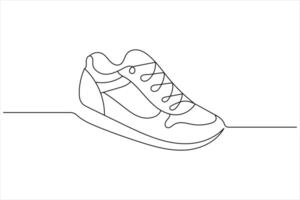 Sport shoes one line art of isolated continuous outline illustration vector