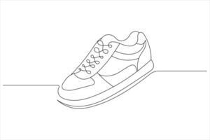 Shoes one line art of isolated continuous outline illustration vector