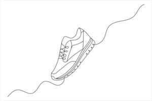 Shoes one line drawing of isolated continuous outline illustration vector