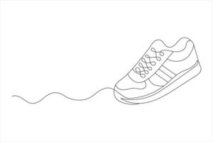 Sport shoes outline line drawing of isolated continuous outline illustration vector