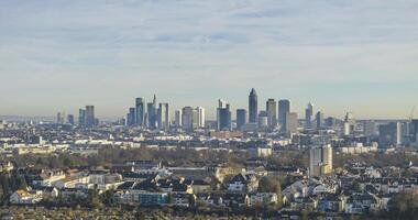 Time laspe movie of the Frankfurt skyline during a hazy day video