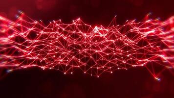 Red glowing lines create intricate network connections. Suitable for technology, communication, digital concepts, and abstract backgrounds in design projects. video
