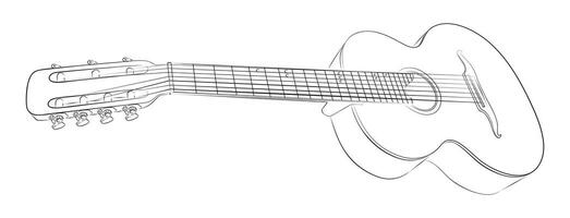 Sketch of a 7 strings classical guitar. vector