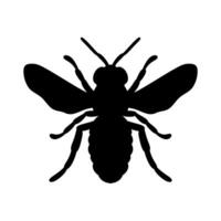 Black and white bee icon silhouette vector