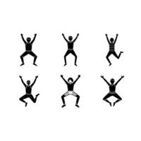 Jumping Jacks Linocut Silhouette Design vector