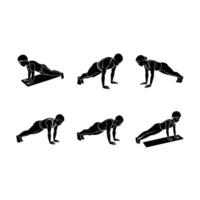 Plank Hold and Linocut Silhouette Design vector