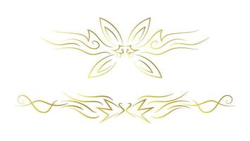 gold decorative swirl calligraphy lines isolated on white background. text dividers and frame set vector