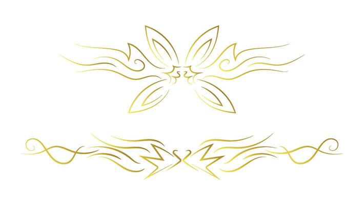 gold decorative swirl calligraphy lines isolated on white background. text dividers and frame set