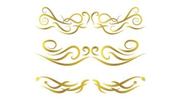 gold swirl calligraphy lines set isolated on white background. text divider and frame decoration vector