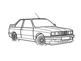 Side view of a retro classic car line art vector