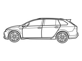 Side view line art illustration vector