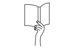 Book continuous one line drawing of editable stroke vector