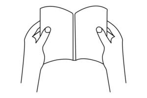 Continuous one line drawing with opening book illustration. vector