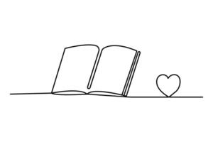 Book continuous one line drawing of white background design vector