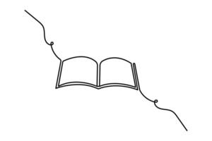 Open book continuous one line drawing of editable stroke simple icon vector