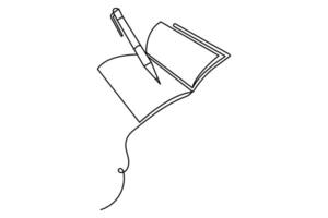Book continuous one line drawing of white background vector