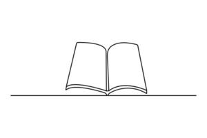 Open book continuous single line drawing and symbol design vector