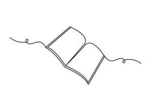 Continuous one line drawing of opening book simple icon vector